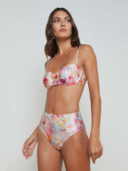 Vanessa High-Waisted Bikini Bottom in Multi Soft Cloud Floral | L'AGENCE US