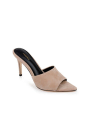 Lolita Suede Open-Toe Mule in Cappuccino Suede | L'AGENCE Women
