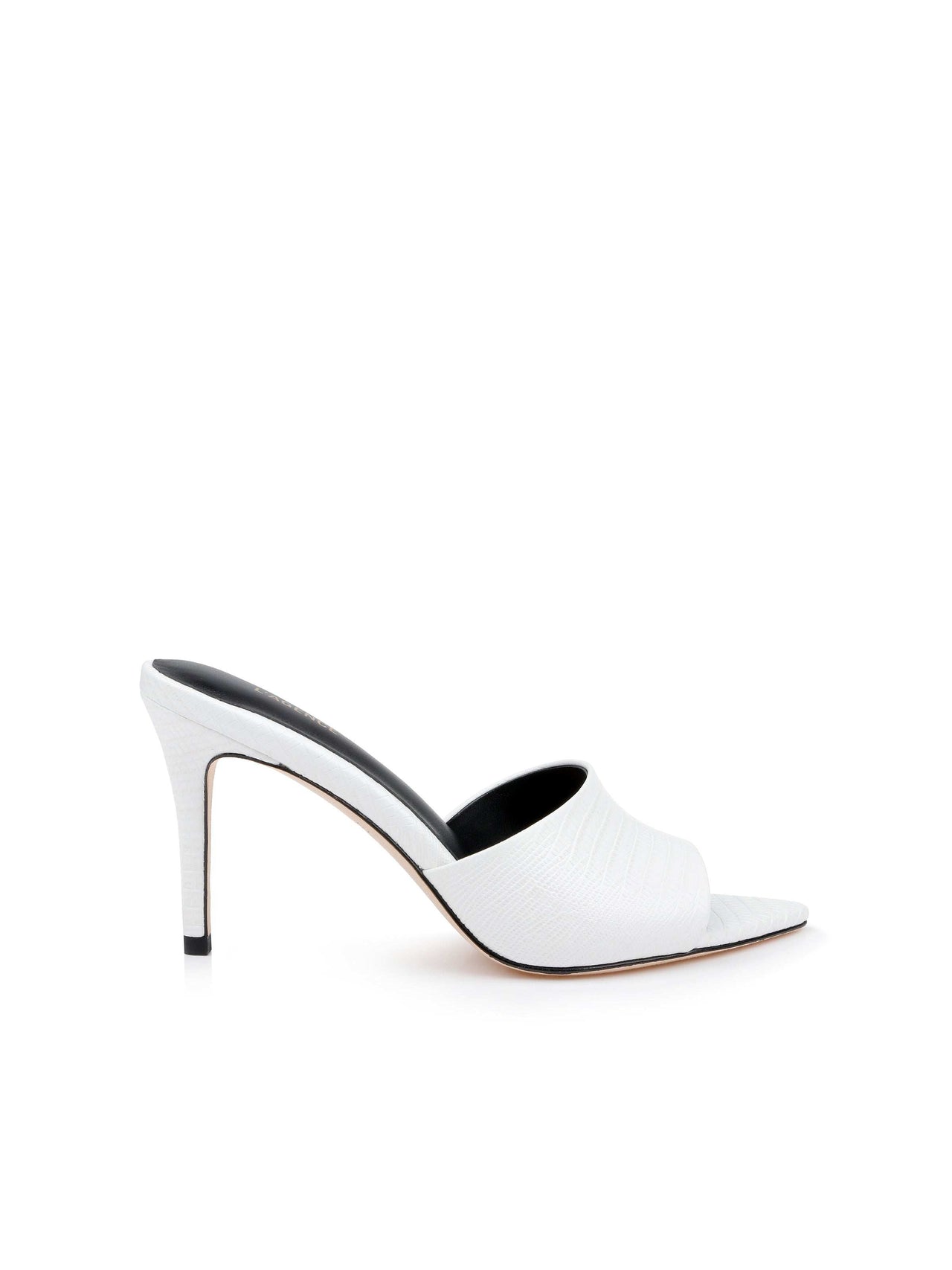 Lolita Leather Open-Toe Mule in Ivory Lizard Leather | L'AGENCE Women