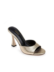 Avery Leather Peep-Toe Mule in Gold Lizard Leather | L'AGENCE near me
