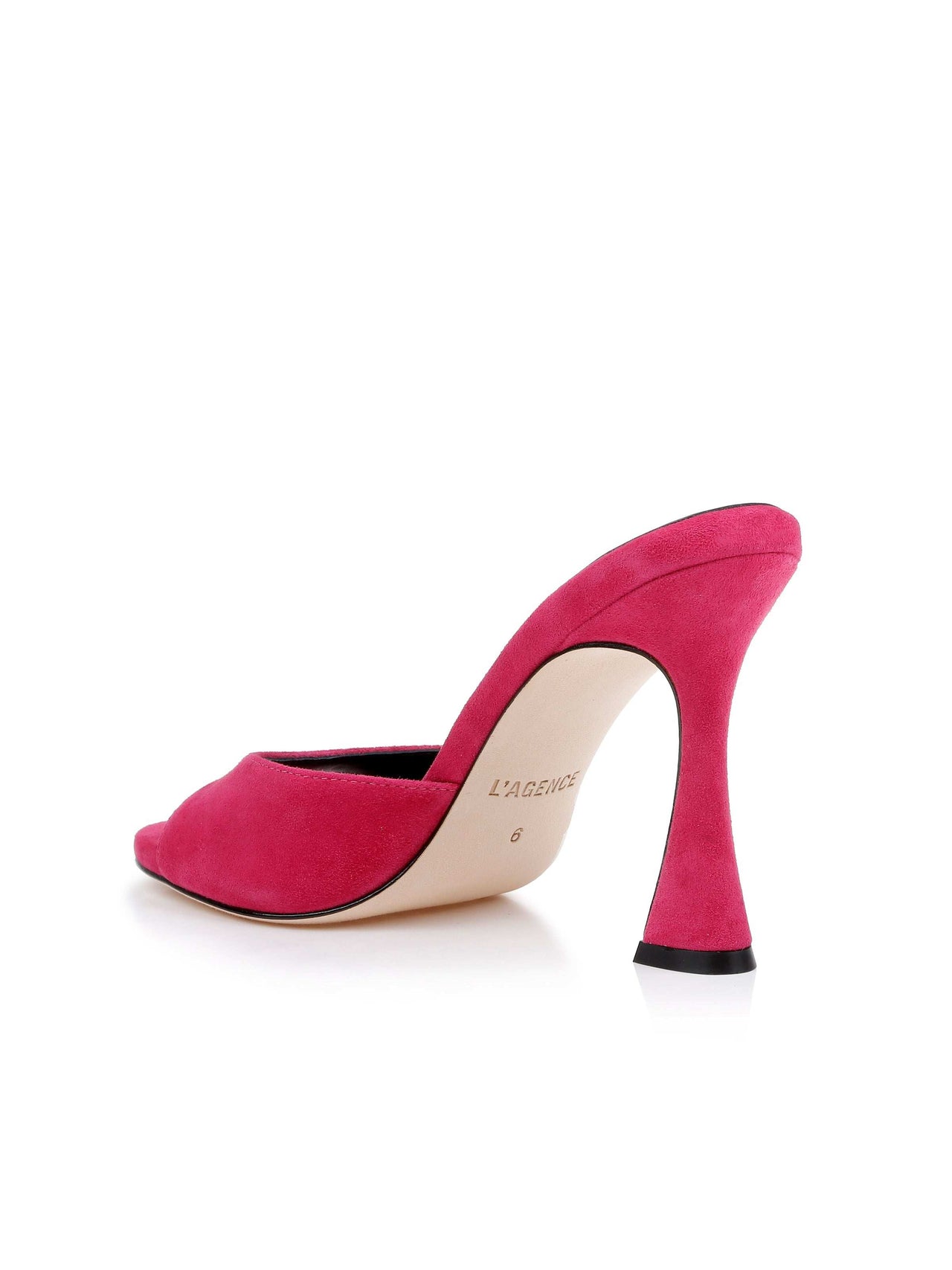 Avery Suede Peep-Toe Mule in Rubino Suede | L'AGENCE Women