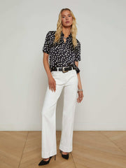 Ellah Silk Blouse in Black/Ecru Polka Dot | L'AGENCE for sale