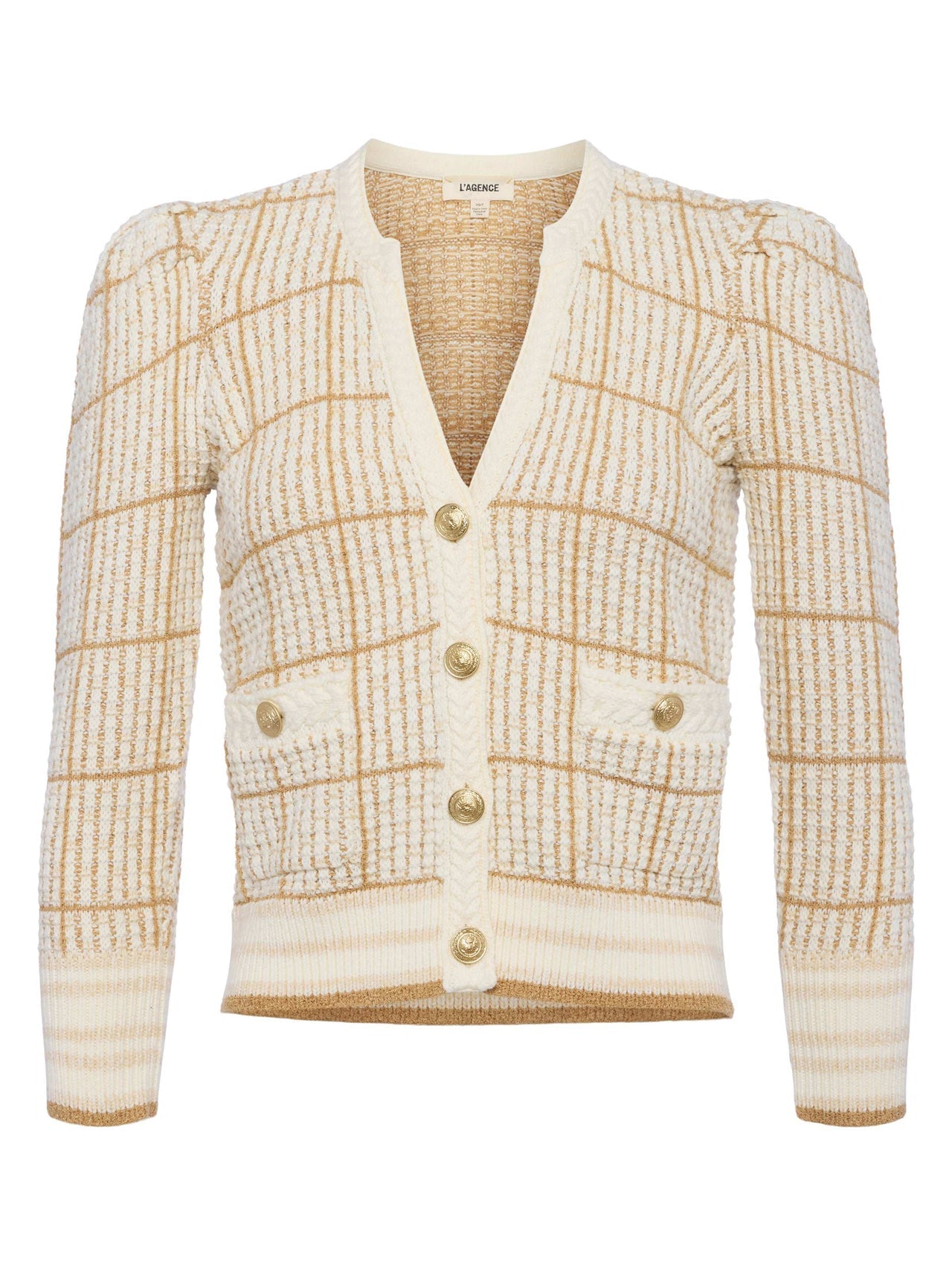 Jenni Cardigan in Ivory/Cappuccino Multi | L'AGENCE sale