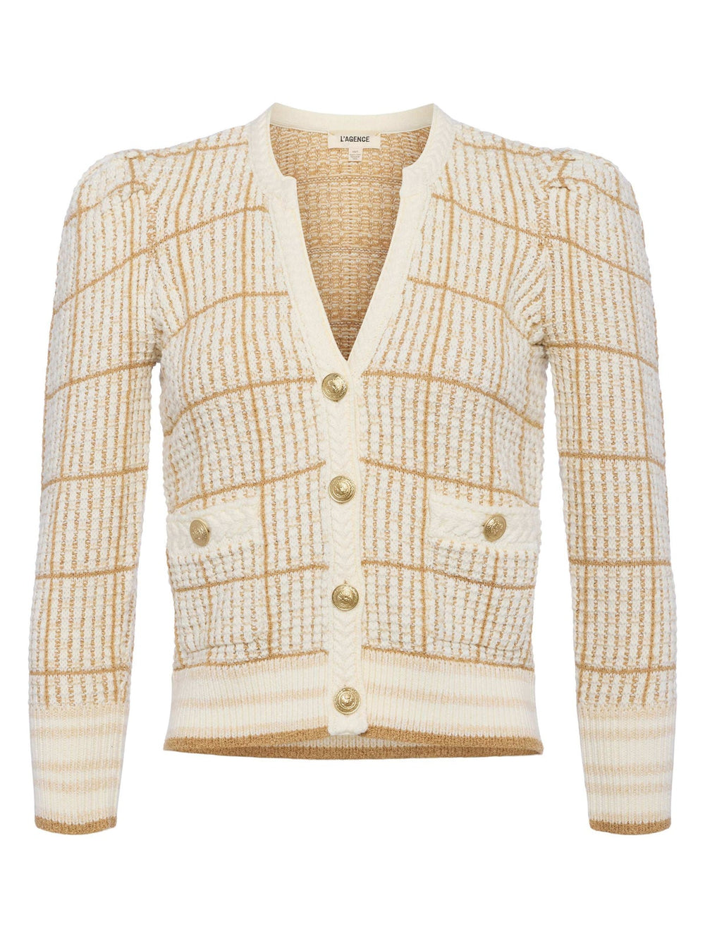 Jenni Cardigan in Ivory/Cappuccino Multi | L'AGENCE sale