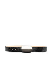 Milou Belt in Black Croc Embossed/Silver | L'AGENCE discount