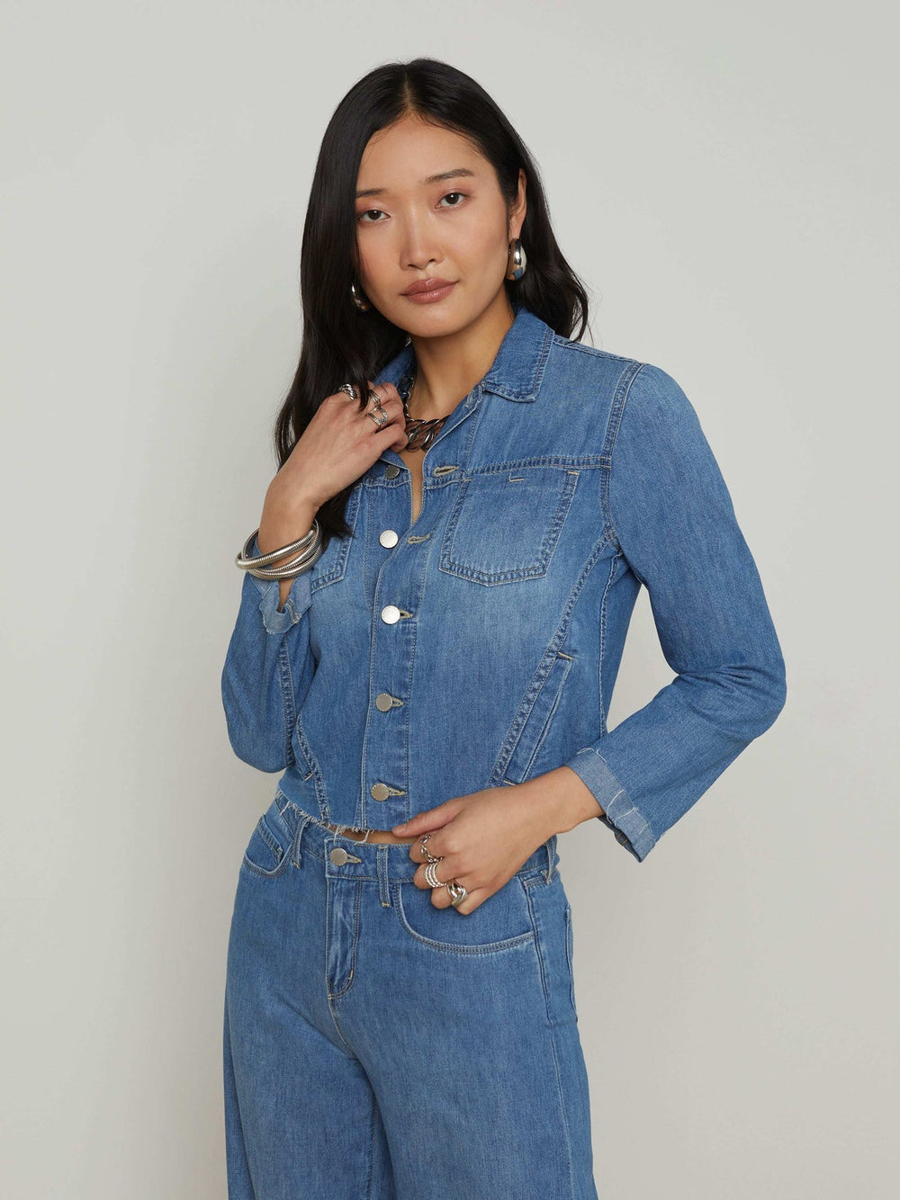 Janelle Jean Jacket in Stokes | L'AGENCE US