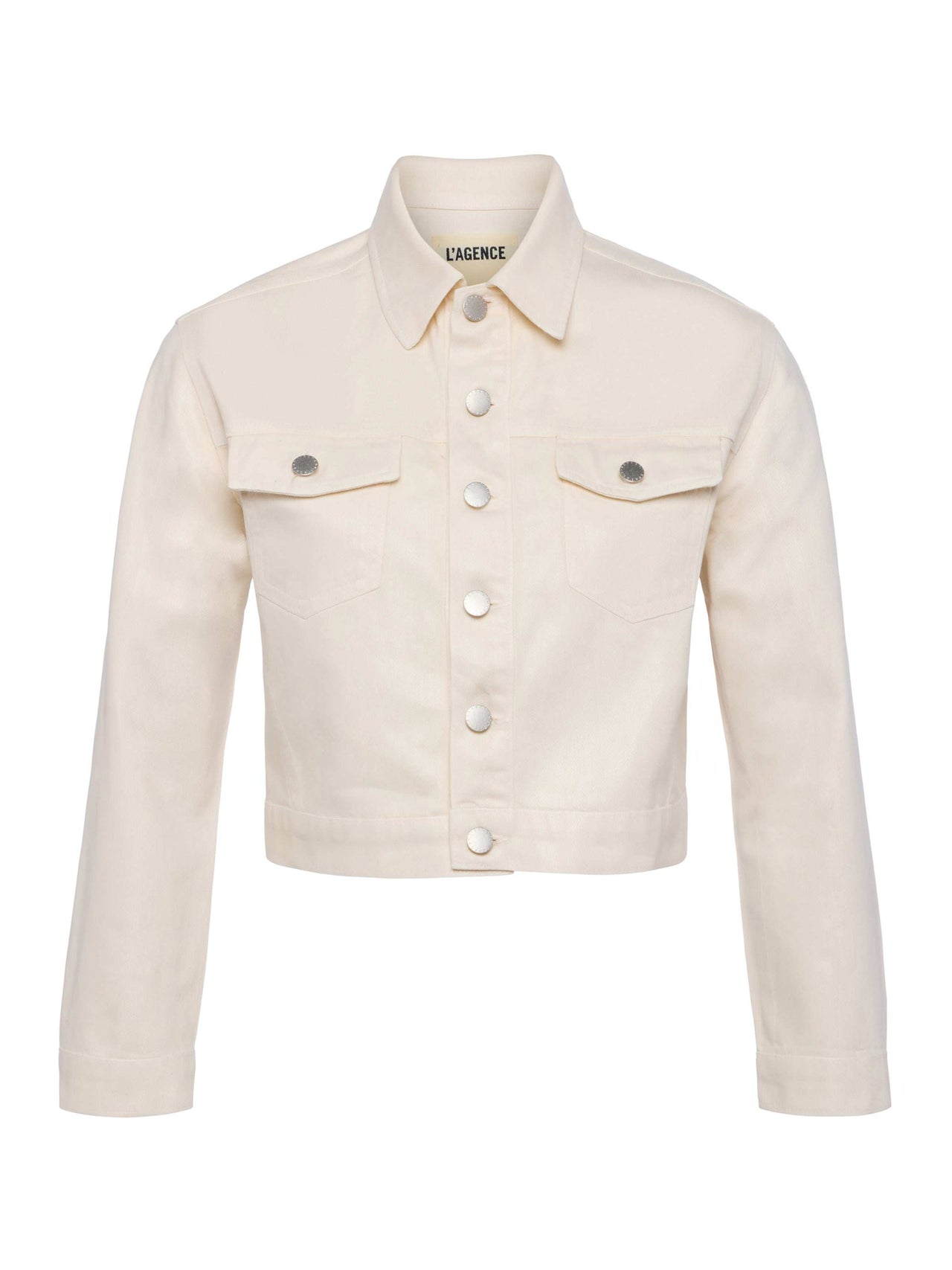 Koda Coated Jean Jacket in French Vanilla Coated | L'AGENCE Women