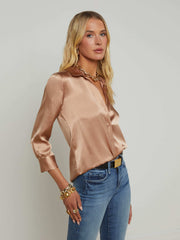 Dani Silk Blouse in Pecan | L'AGENCE near me