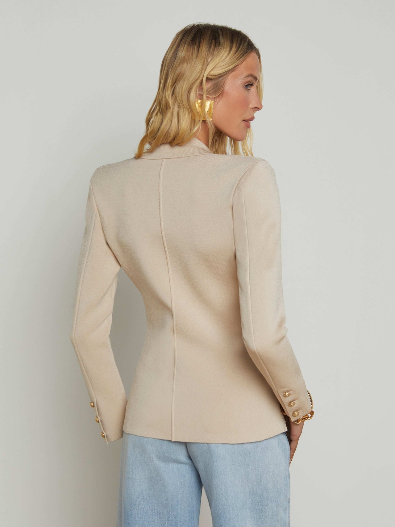 Chamberlain Knit Blazer in Champagne/Gold | L'AGENCE US