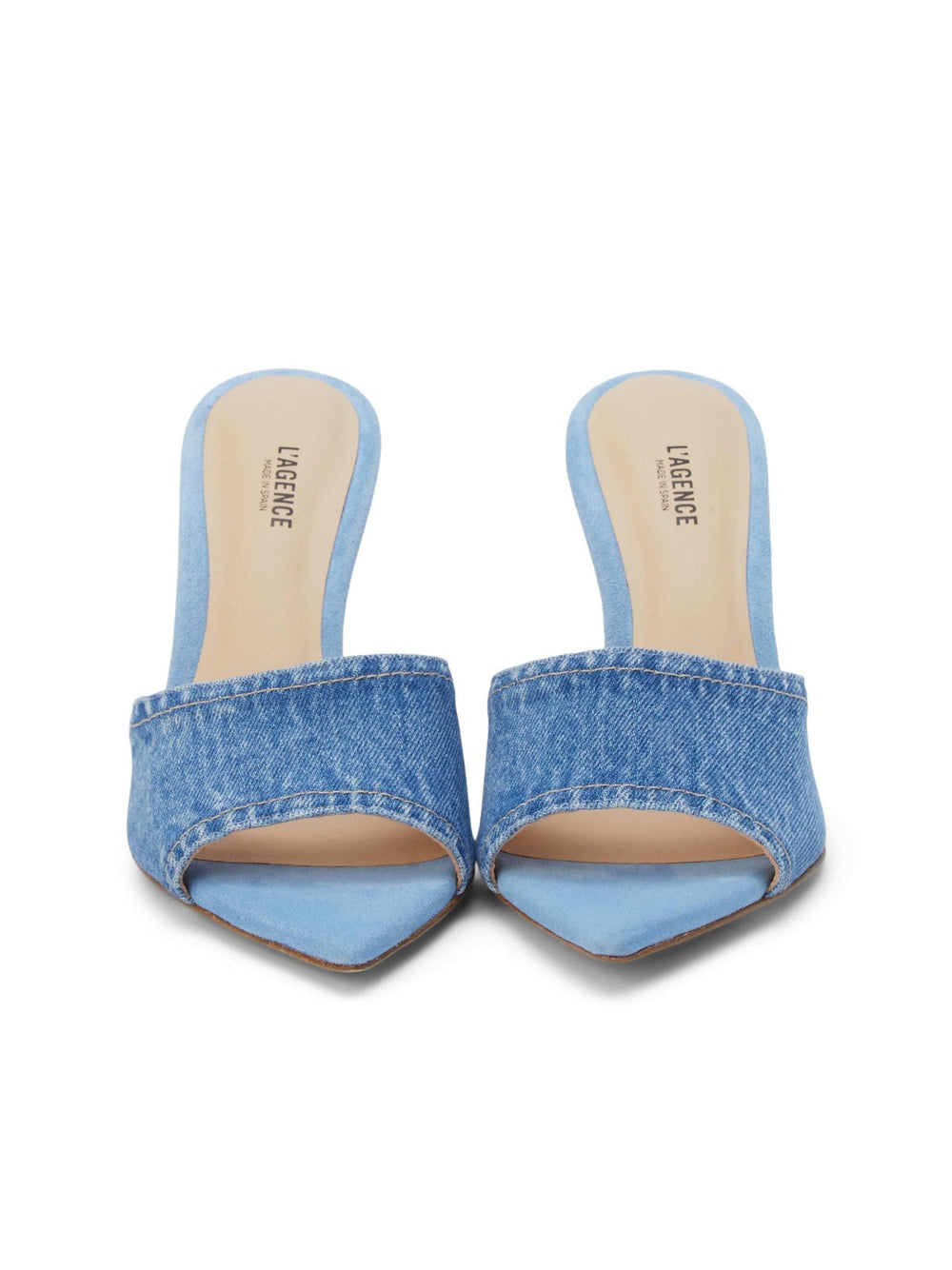 Lolita Denim Open-Toe Mule in Light Blue Denim | L'AGENCE US