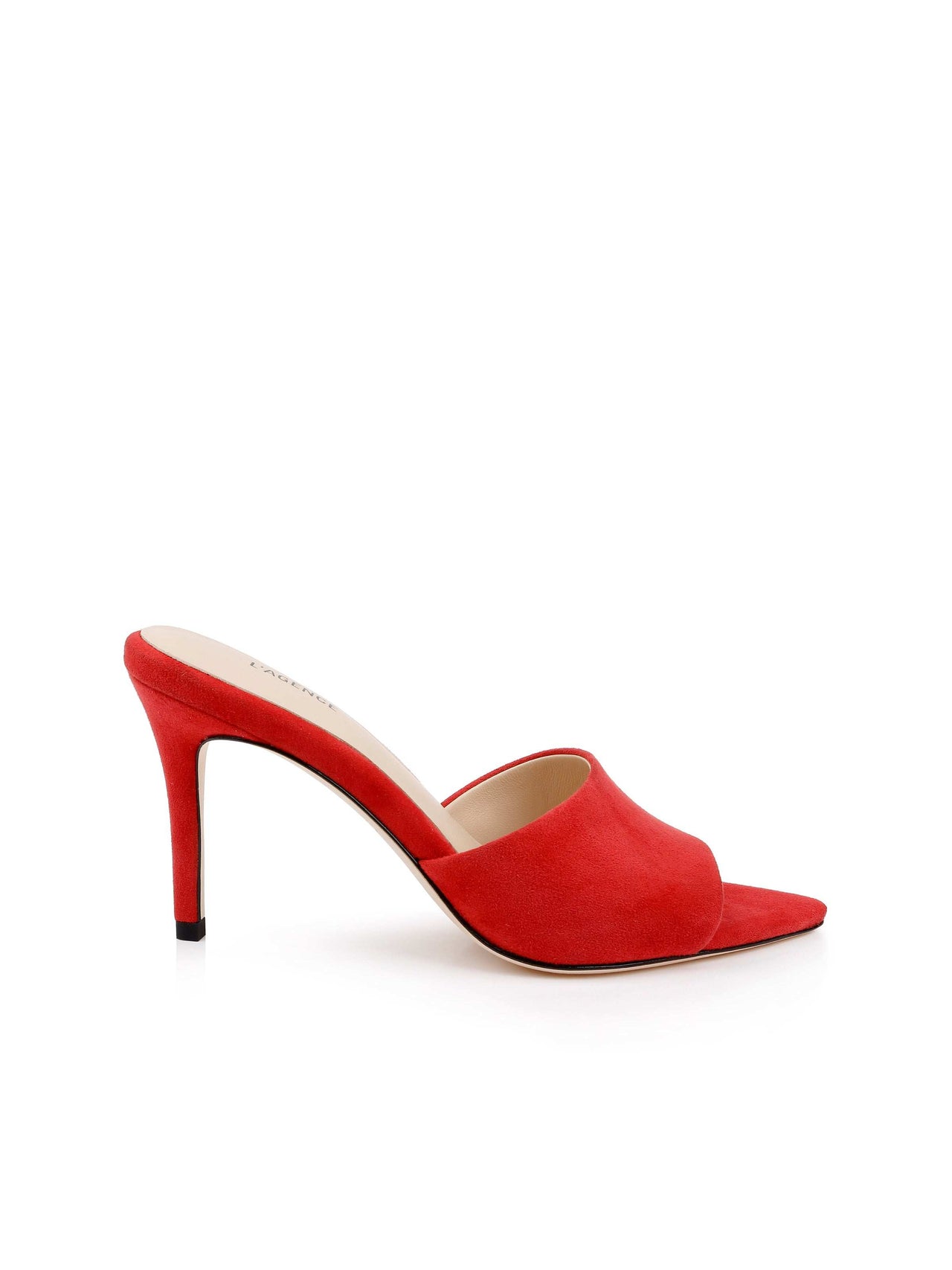 Lolita Suede Open-Toe Mule in Red Suede | L'AGENCE discount
