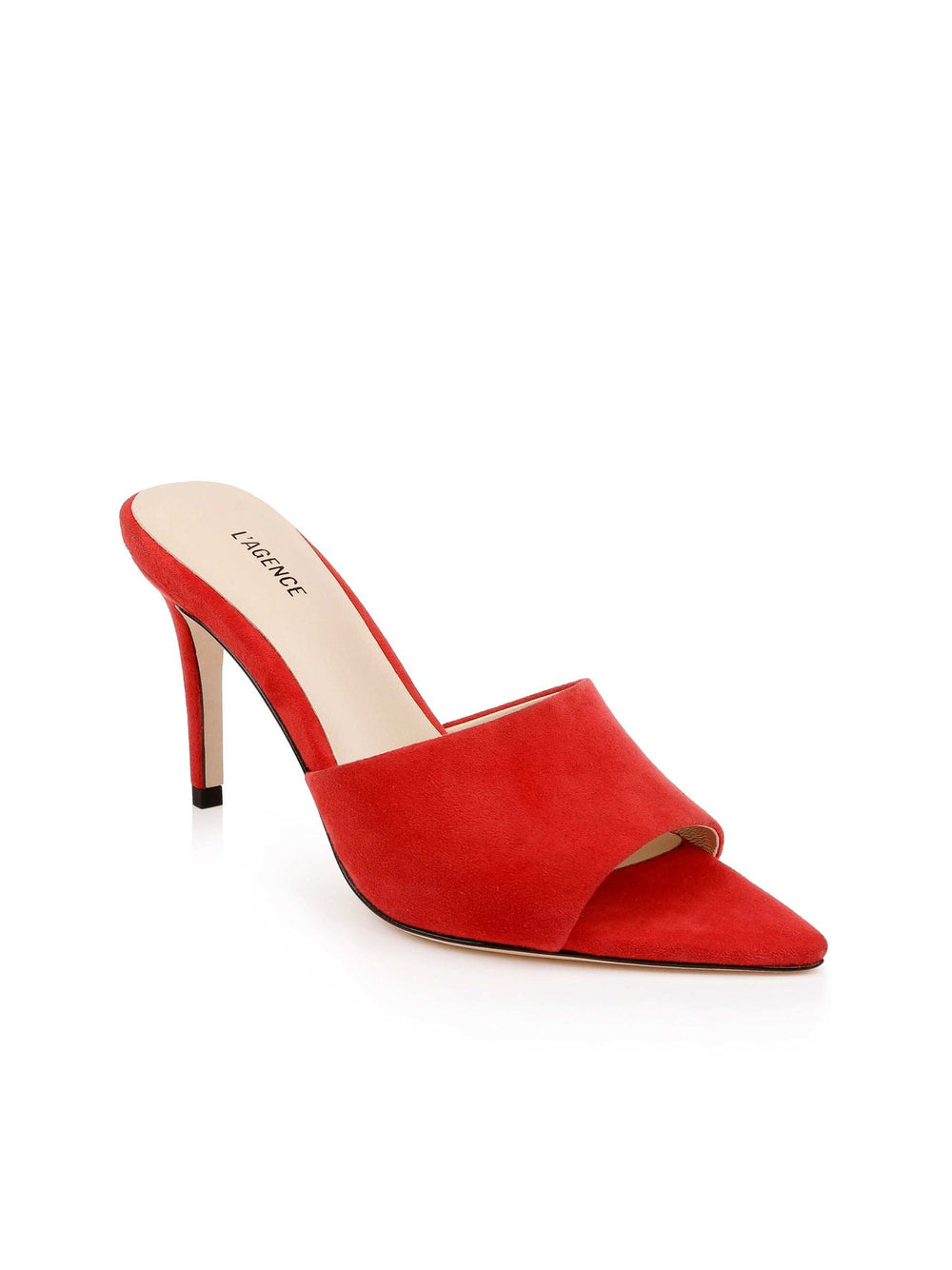 Lolita Suede Open-Toe Mule in Red Suede | L'AGENCE discount