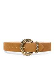 Adelle Belt – Tan Leather Belt with Textured Buckle | L'AGENCE Women