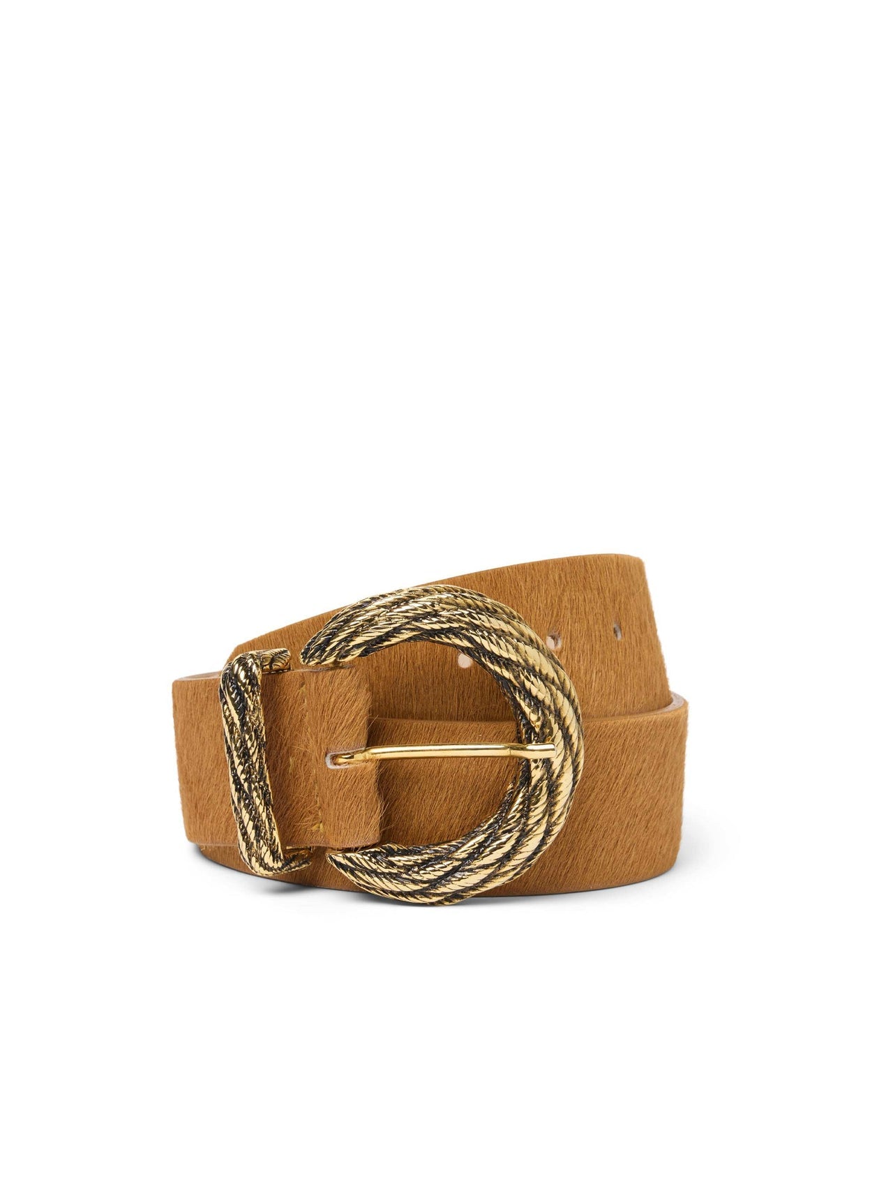 Adelle Belt – Tan Leather Belt with Textured Buckle | L'AGENCE Women