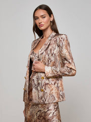 Colin Silk Blazer in Tan Multi Western Snake | L'AGENCE US