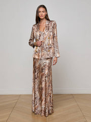 Colin Silk Blazer in Tan Multi Western Snake | L'AGENCE US