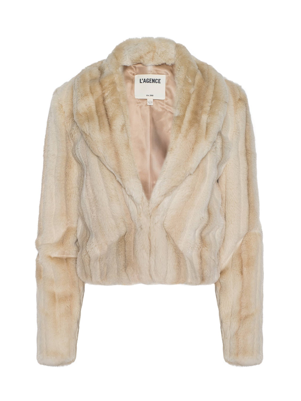 Davy Faux Fur Jacket in Latte Striped Fur | L'AGENCE for sale