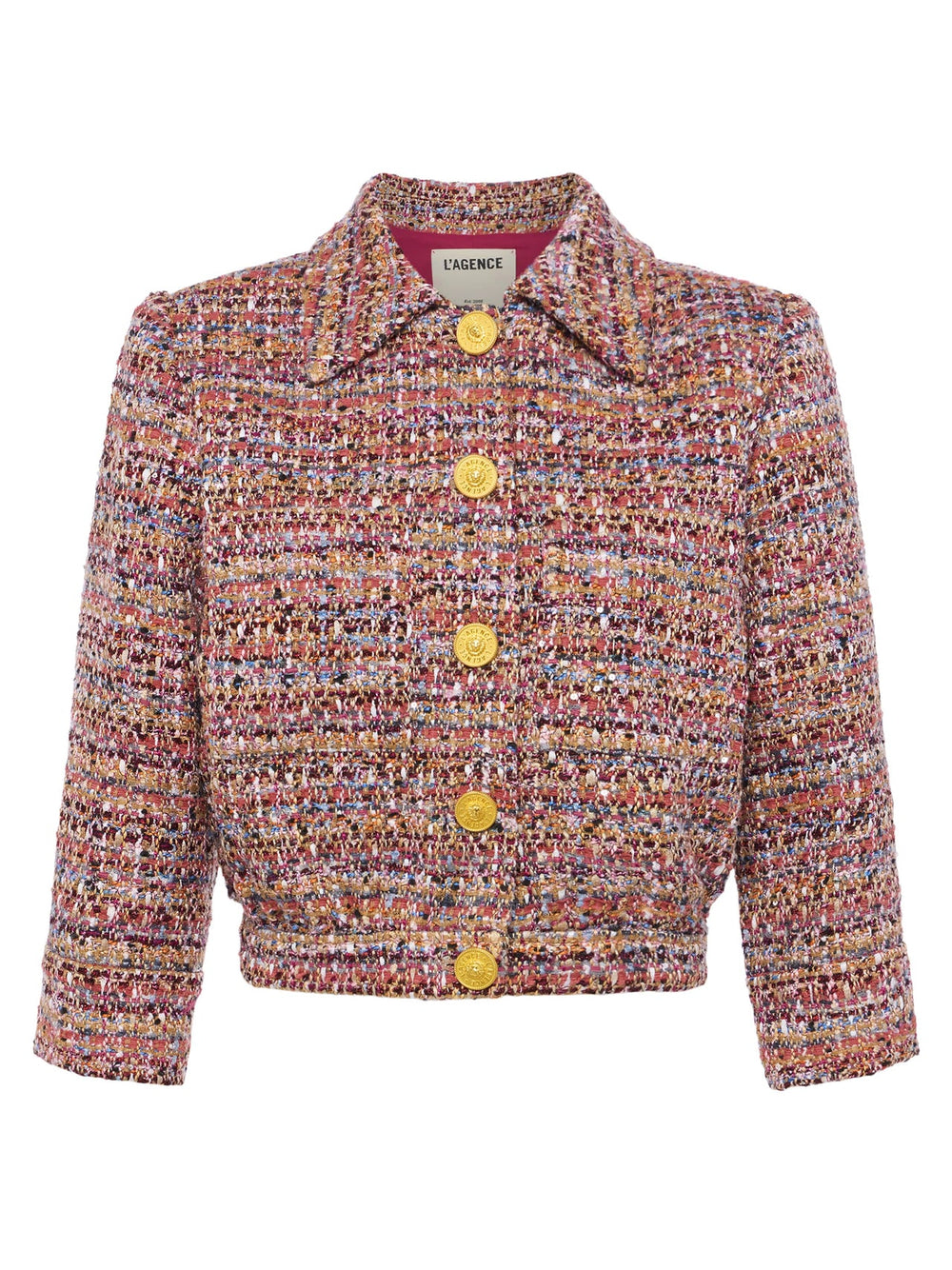 Jia Tweed Jacket in Mauve/Tan Multi Tweed | L'AGENCE Women