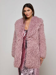 Toira Faux Fur Coat in Light Mauve | L'AGENCE online