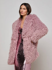 Toira Faux Fur Coat in Light Mauve | L'AGENCE online