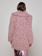 Toira Faux Fur Coat in Light Mauve | L'AGENCE online