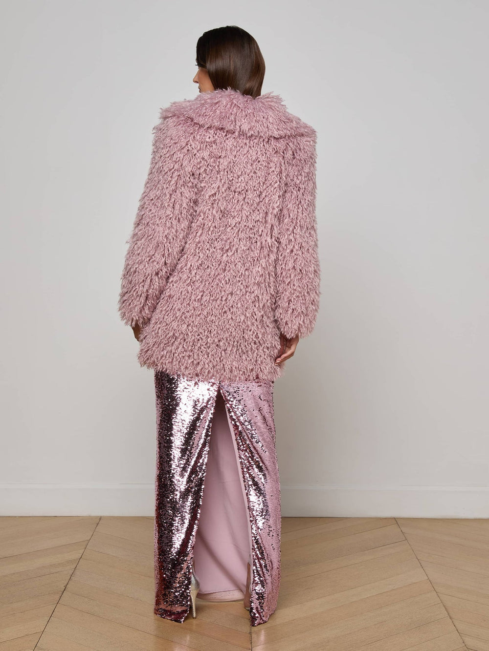 Toira Faux Fur Coat in Light Mauve | L'AGENCE online