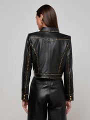 Winsome Studded Leather Jacket in Black | L'AGENCE US