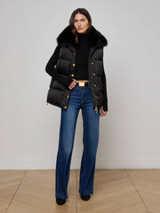 Nalo Faux Fur Puffer Vest in Black | L'AGENCE US