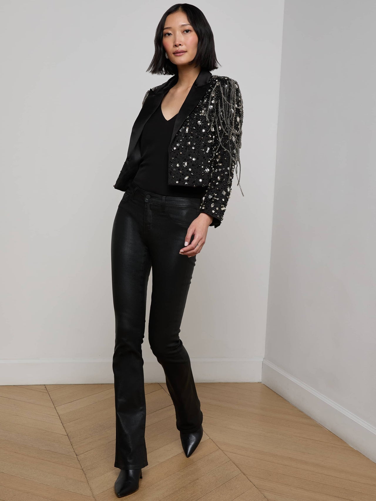 Soma Embellished Blazer in Crystal/Chain Embellishment | L'AGENCE sale
