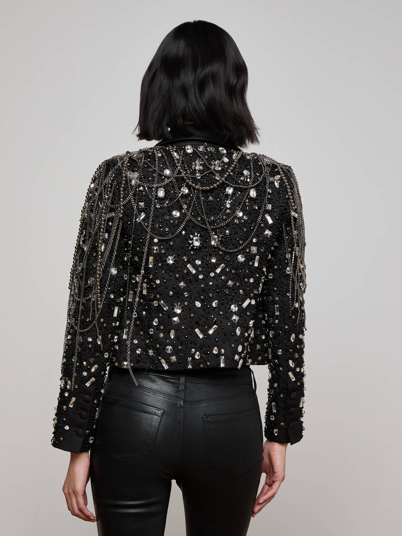 Soma Embellished Blazer in Crystal/Chain Embellishment | L'AGENCE sale