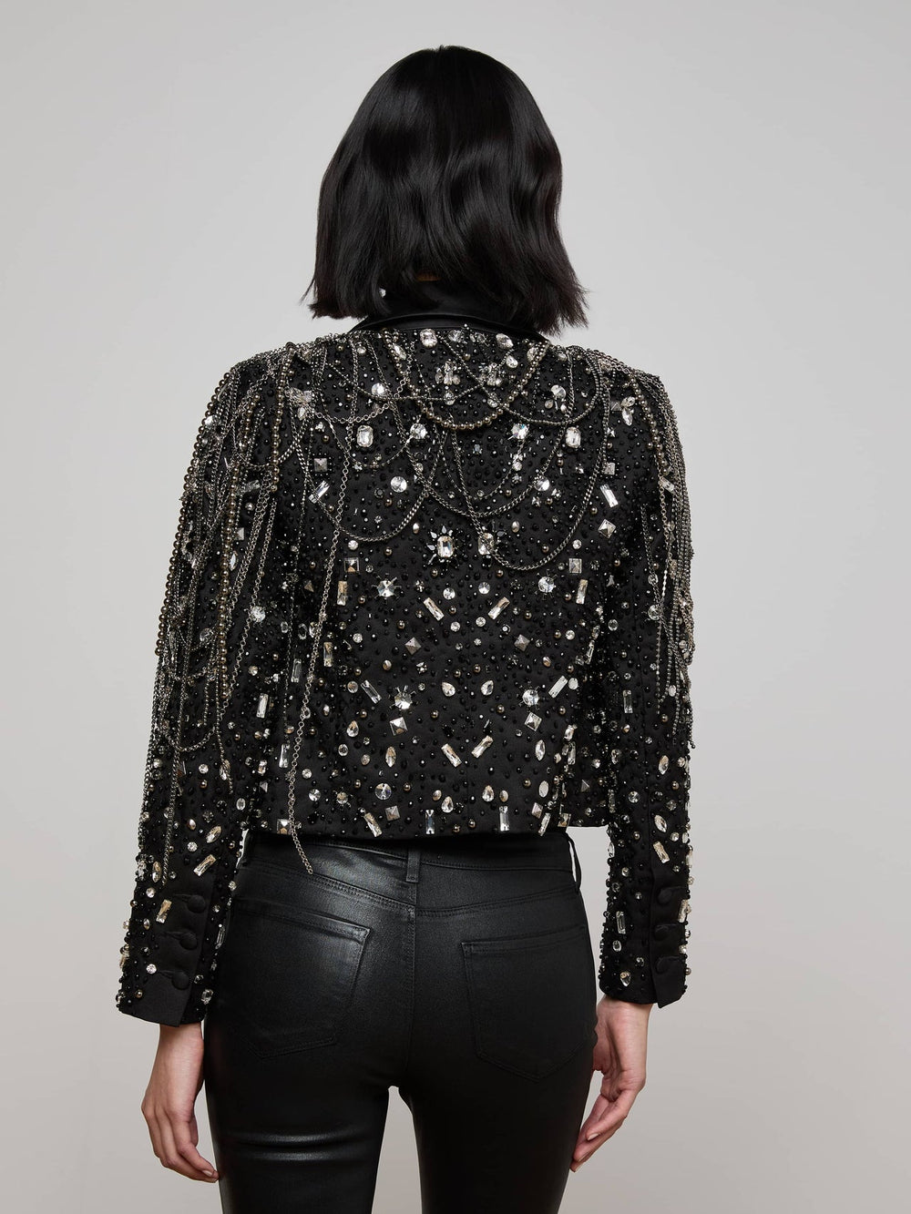Soma Embellished Blazer in Crystal/Chain Embellishment | L'AGENCE sale