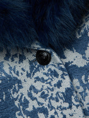 Laney Jacquard Coat in Dark Blue Stone Jacquard | L'AGENCE Women