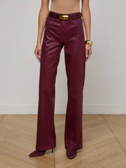 Clayton Coated Wide-Leg Jean in Dark Port Coated | L'AGENCE Women