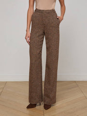 Livvy Straight-Leg Trouser in Brown Herringbone | L'AGENCE Women