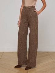 Livvy Straight-Leg Trouser in Brown Herringbone | L'AGENCE Women