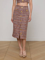 Tai Tweed Midi Skirt in Mauve/Tan Multi Tweed | L'AGENCE US