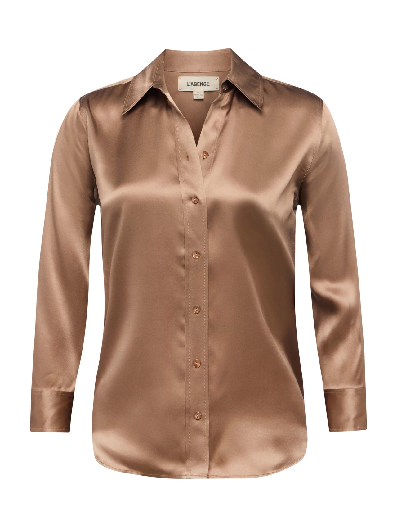 Dani Silk Blouse in Cinnamon Swirl | L'AGENCE US