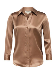 Dani Silk Blouse in Cinnamon Swirl | L'AGENCE US