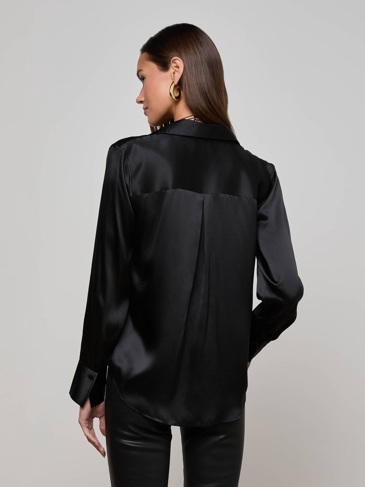 Divya Silk Shirt in Black | L'AGENCE near me