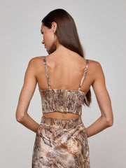 Sonya Silk Bustier in Tan Multi Western Snake | L'AGENCE discount