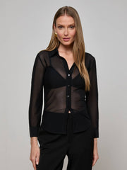 Indiana Mesh Blouse in Black | L'AGENCE discount