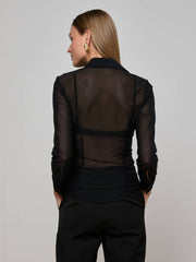 Indiana Mesh Blouse in Black | L'AGENCE discount