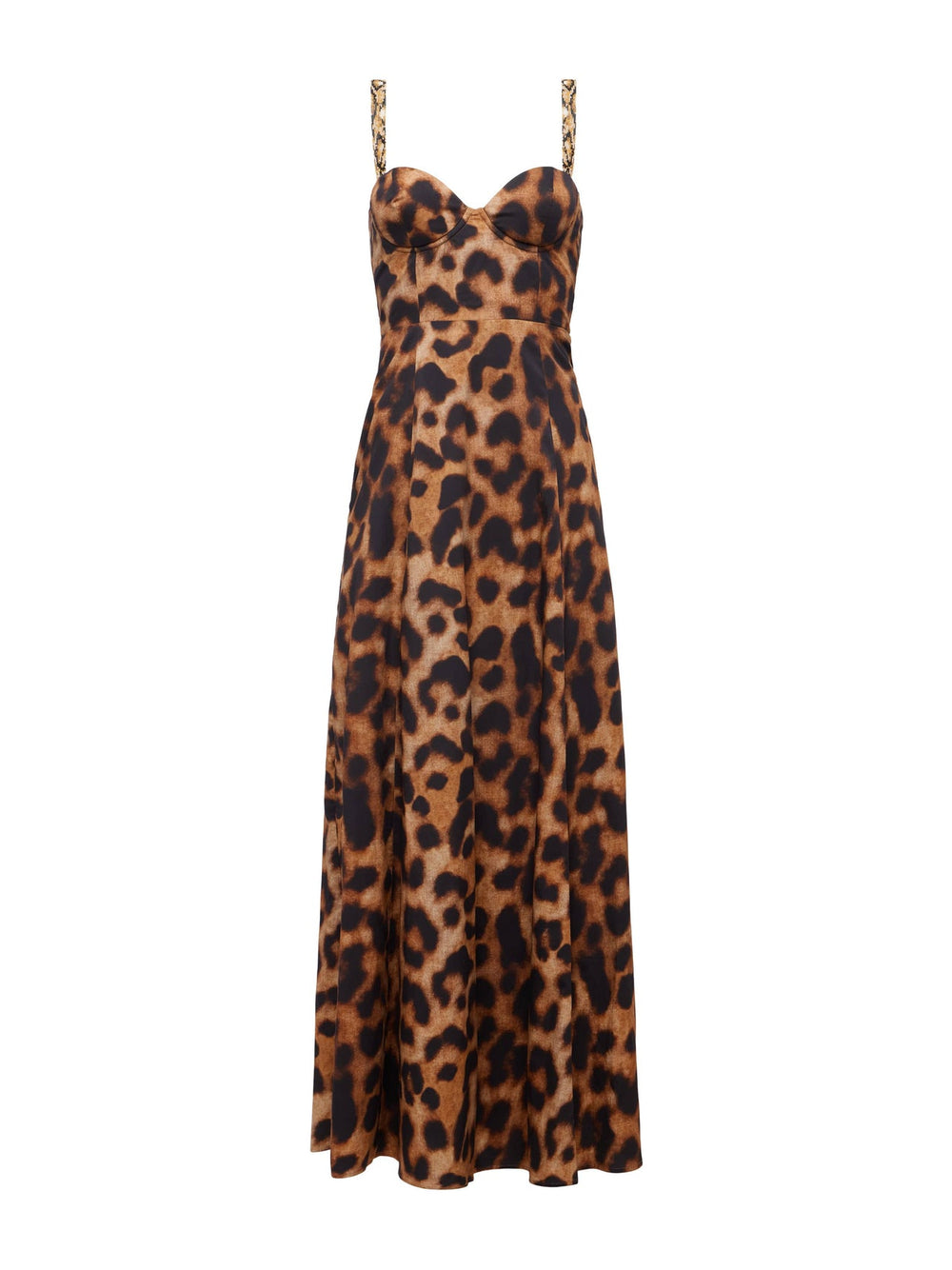Sutton Beaded Strap Maxi Dress in Tan/Black Large Leopard | L'AGENCE US