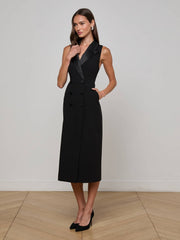 Catherine Tuxedo Midi Dress in Black | L'AGENCE near me
