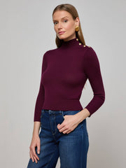 Kamdyn Mock-Neck Top in Dark Port/Gold | L'AGENCE online