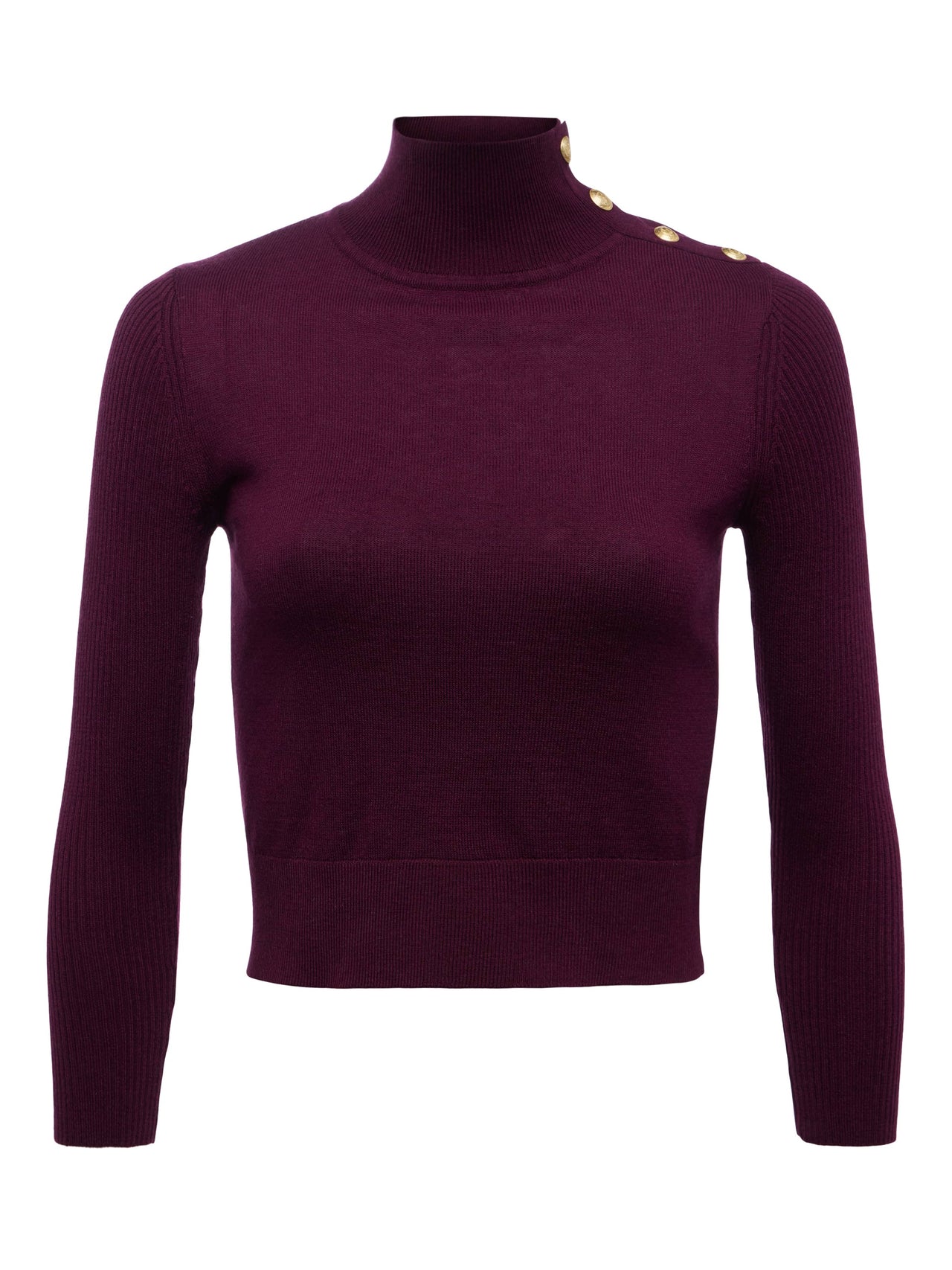 Kamdyn Mock-Neck Top in Dark Port/Gold | L'AGENCE online