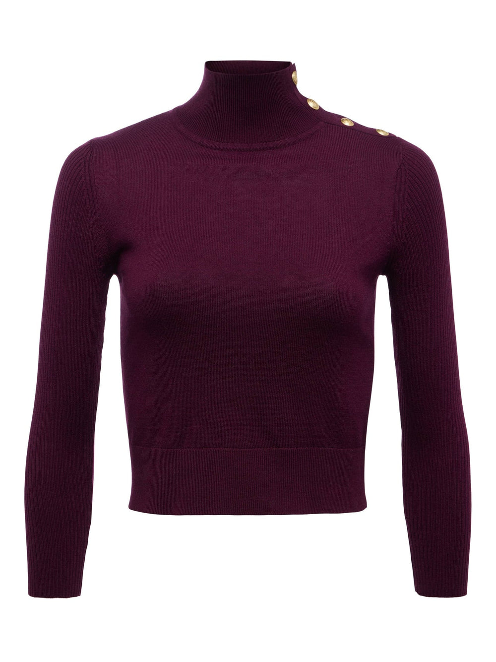Kamdyn Mock-Neck Top in Dark Port/Gold | L'AGENCE online