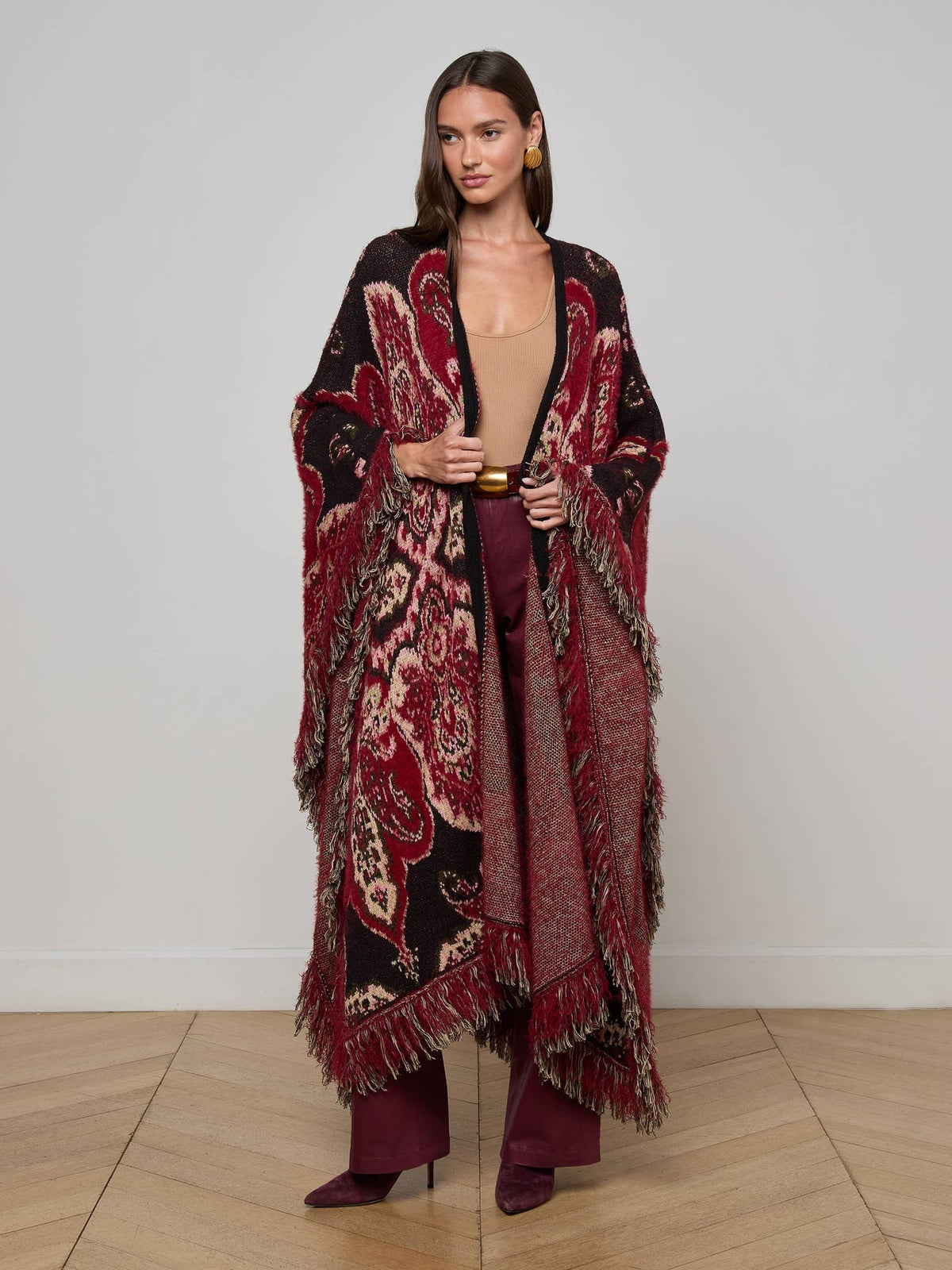 Naoko Poncho in Multi Stripe Paisley | L'AGENCE Women