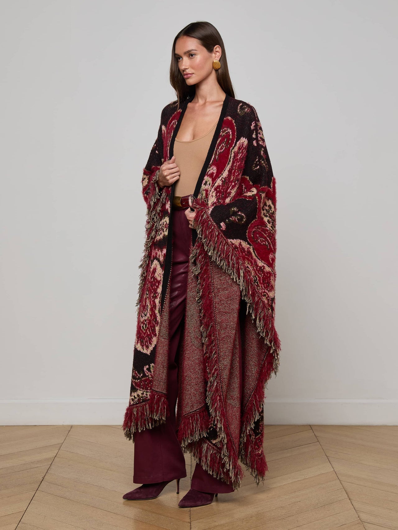 Naoko Poncho in Multi Stripe Paisley | L'AGENCE Women
