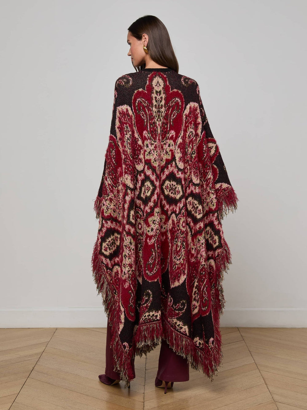 Naoko Poncho in Multi Stripe Paisley | L'AGENCE Women